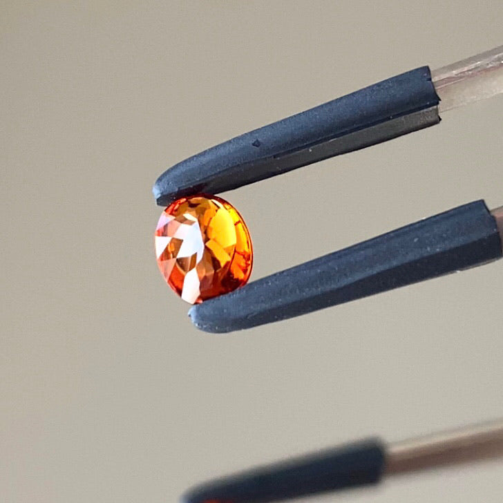 新作★ツルツル・メラメラの燃えるオレンジバフトップ★スペサタイトガーネット0.53ct
