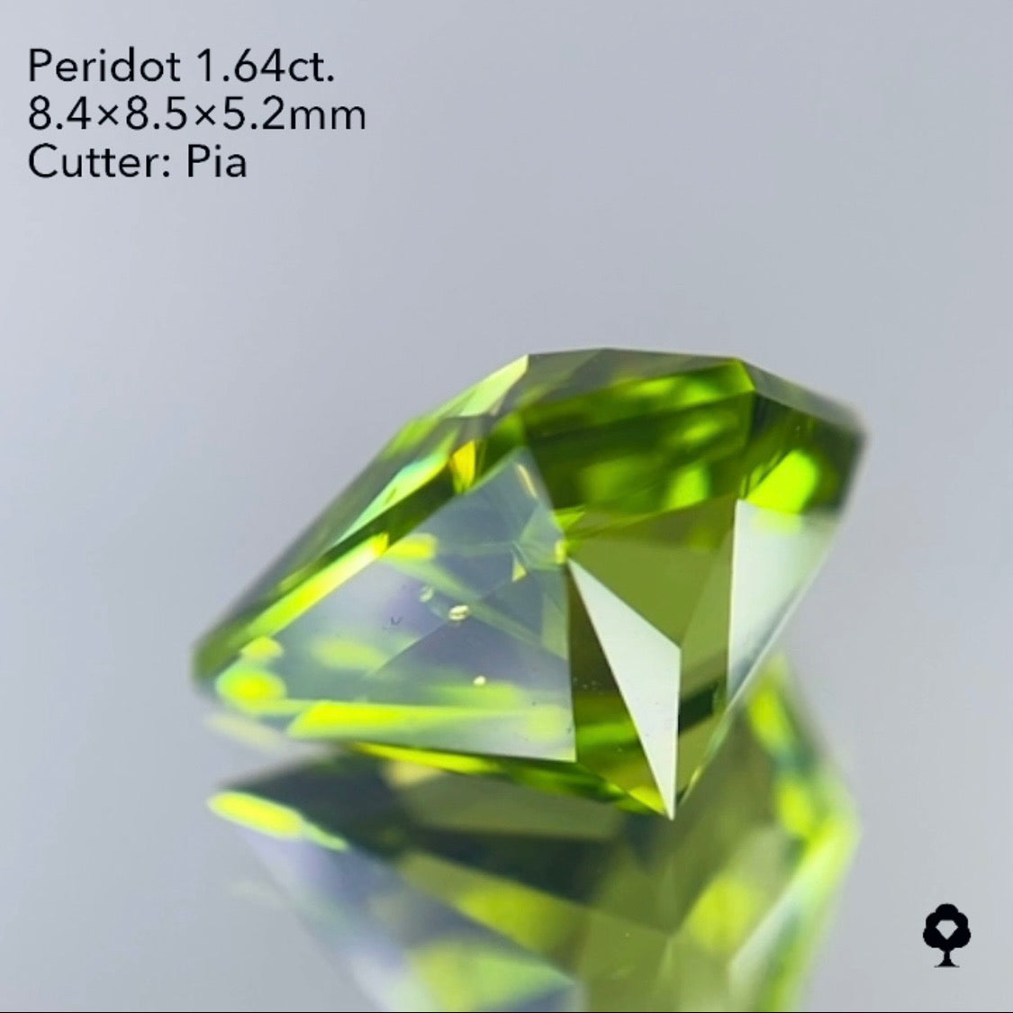 本日21:00スタート【ハラキリ1円15分オークション!!!】美色グリーンの先端長めの大人気宝石形カット★ペリドット1.64ct/ピアッちゃん作品