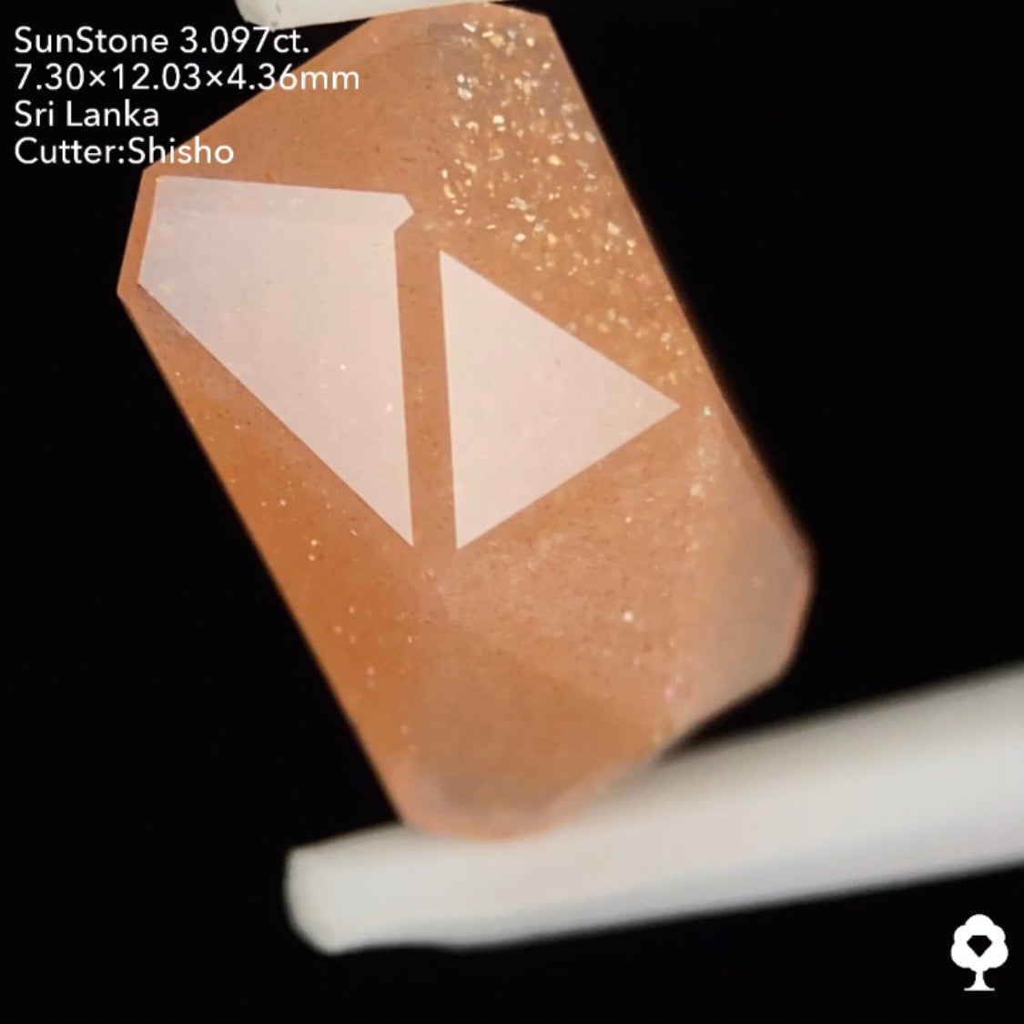 可愛いピンクに金アベンチュレッセンスが溢れる縁取りXカット★サンストーン3.097ct. 師匠作品