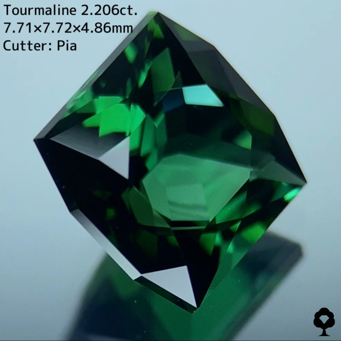 貫禄あるユニークなカタチのオクタゴンに仕上げられた正統派グリーン★トルマリン 2.206ct