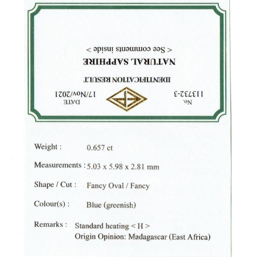 ハッキリ分かれる二つの美色✌️グリニッシュブルーサファイア0.657ct💎ピアッちゃん作品👍ブラックフライデー特価でご紹介です♪