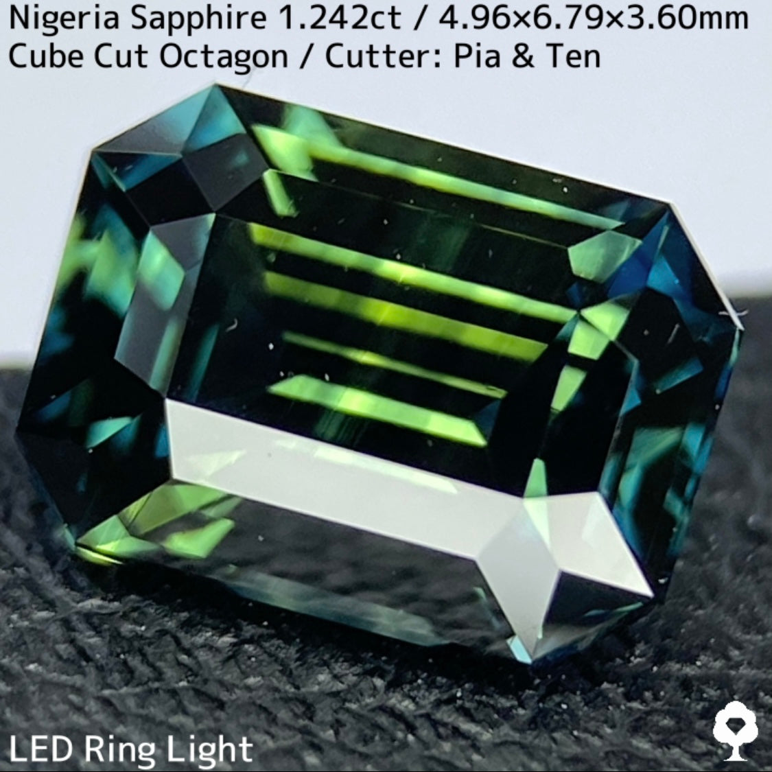 ナイジェリア産サファイア1.242ct★シルバーグリーンとインディゴカラーバンドの交差が面白い