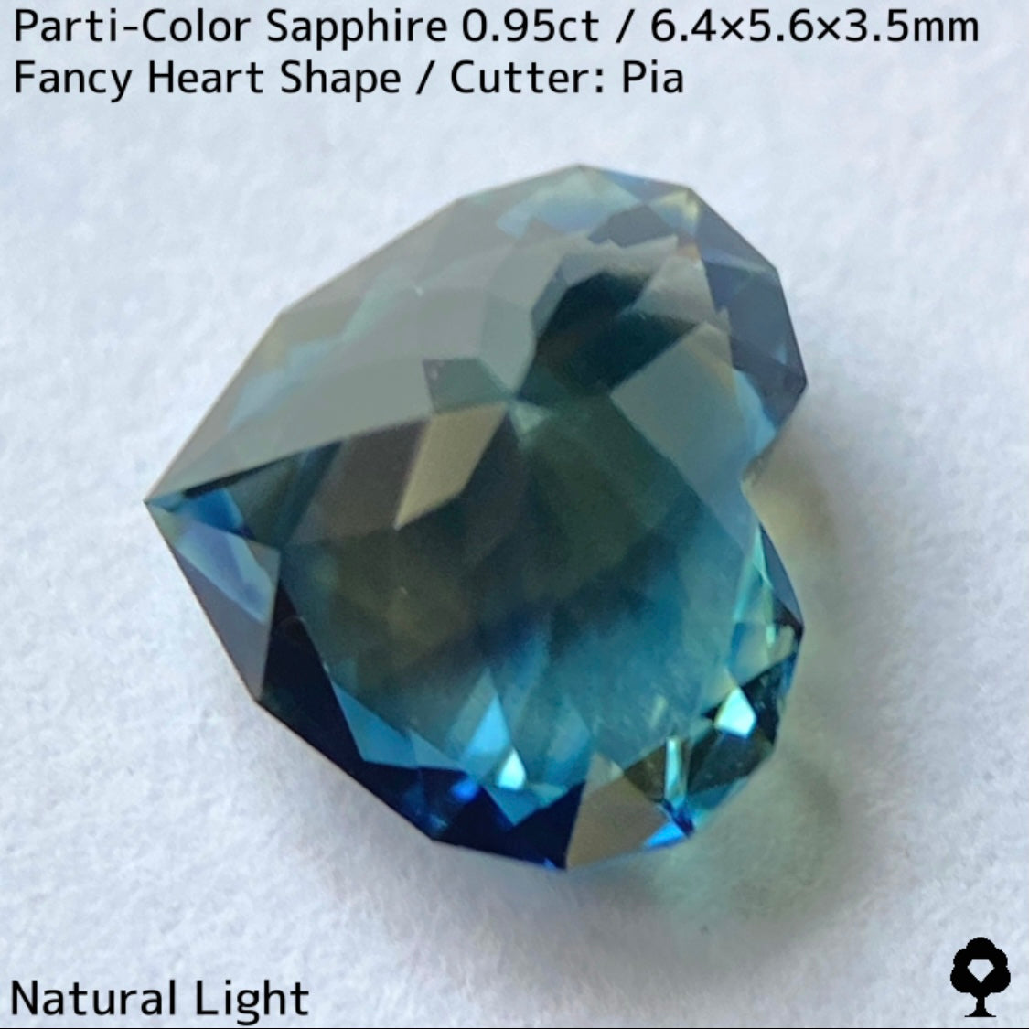 パーティカラーサファイア0.95ct★イエローからパープル感じるブルーまでのカラフルなパーティ感美しいレアファンシーハート