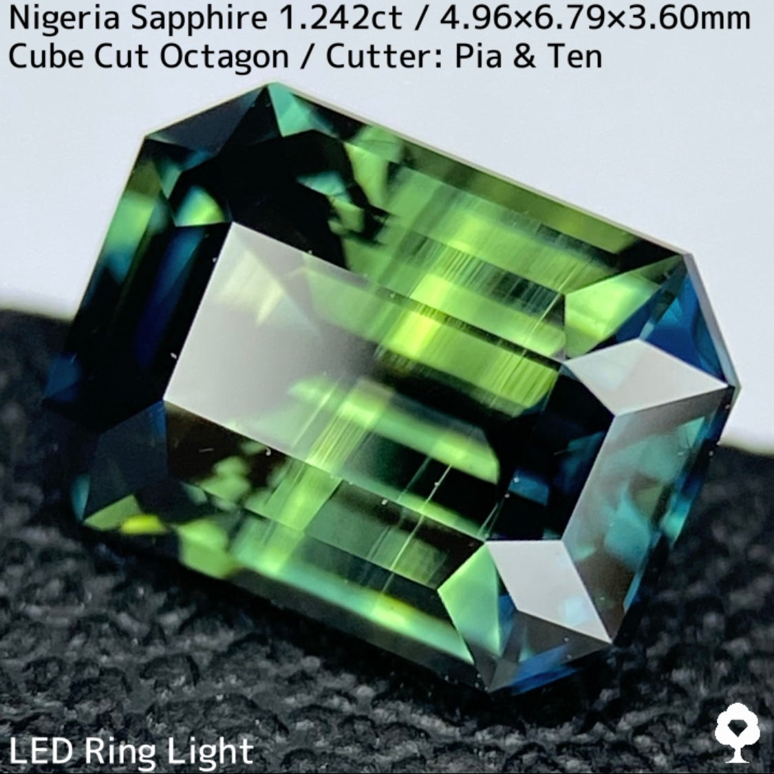 ナイジェリア産サファイア1.242ct★シルバーグリーンとインディゴカラーバンドの交差が面白い