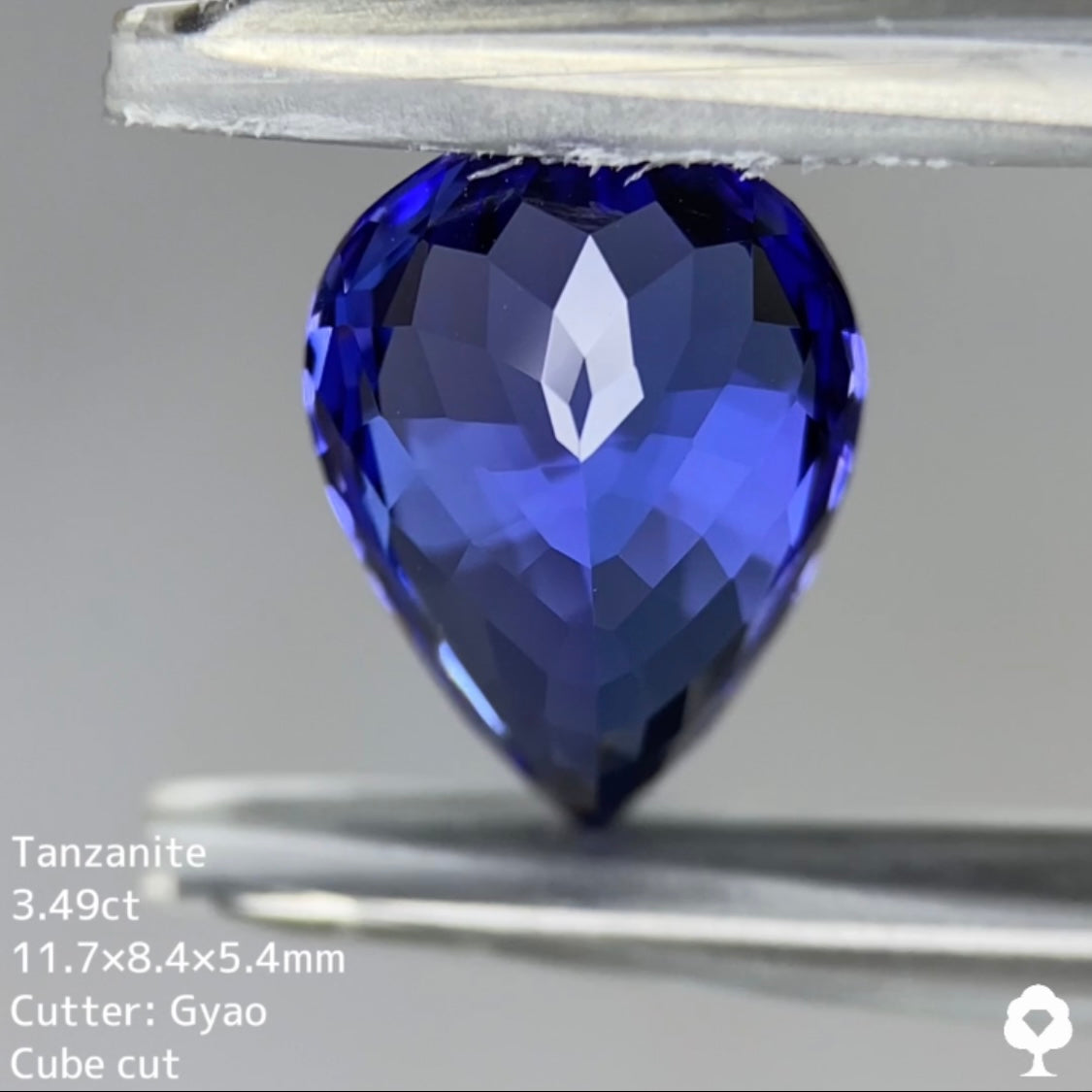 【ご当選】タンザナイト3.496ct★たっぷりとしたペアシェイプにテーブルキューブカットが施された過去カッターゲオちゃん名品