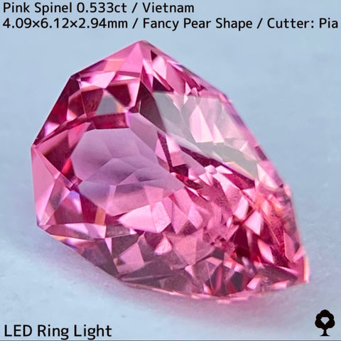 ベトナム産ピンクスピネル0.533ct★ツボミのような色だまり感美しいパパラチァカラーのペアシェイプ