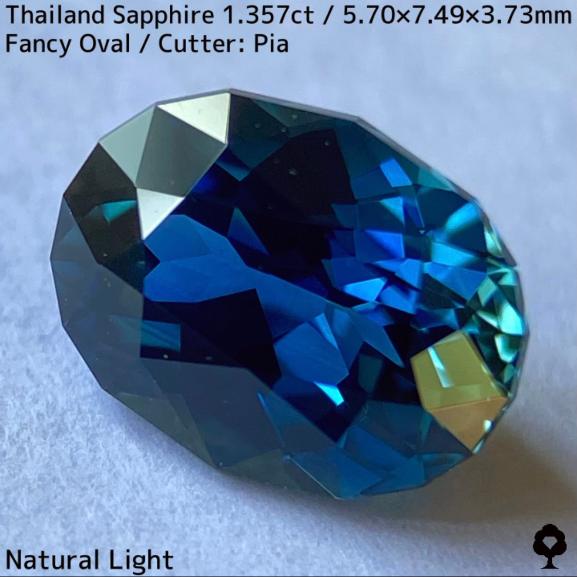 タイ産サファイア1.357ct★チャンタブリー仕入れのティールブルーとグリーンの混ざり合う美色結晶