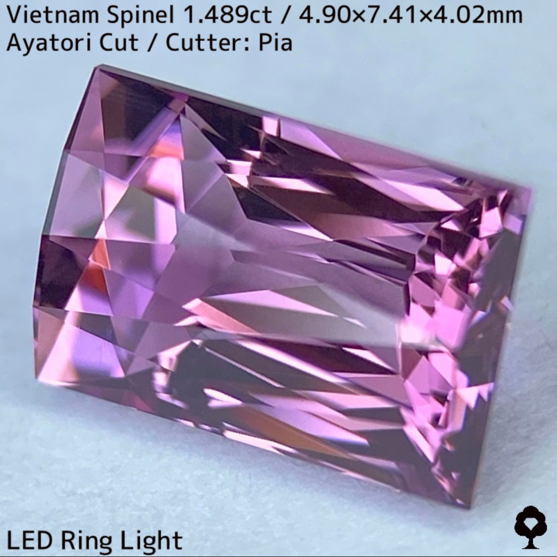 ベトナム産スピネル1.489ct★妖艶なピンキッシュパープルの超美結晶原石の形を生かしたシザースのあやとりカット