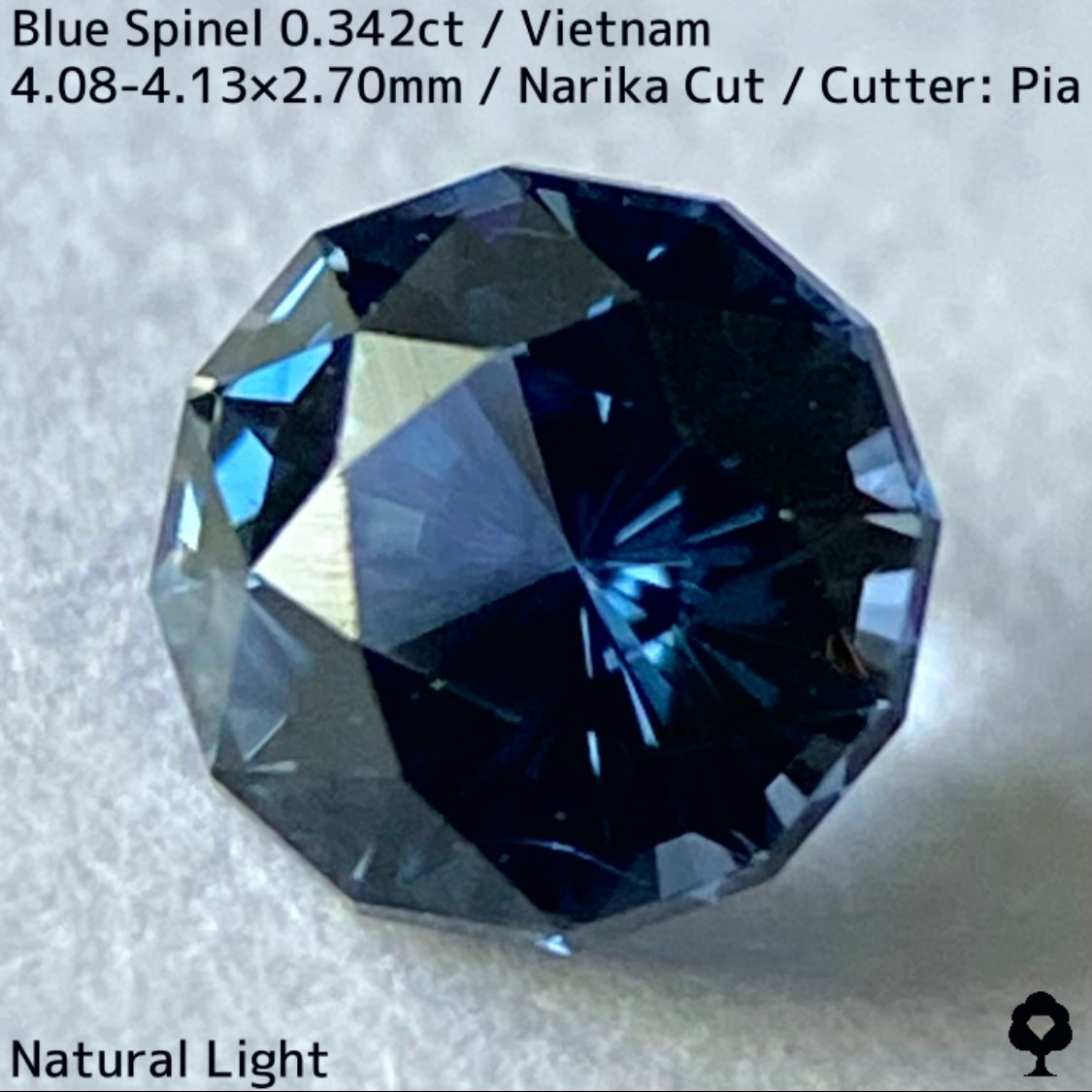 ベトナム産ブルースピネル0.342ct★深みのある地色から青紫と緑寄りのブルーの鋭い煌めき放つ