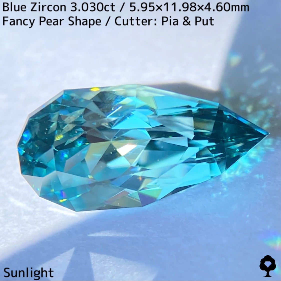 ブルージルコン3.030ct★海のようなブルーの美結晶からあふれる煌めきとファイアー