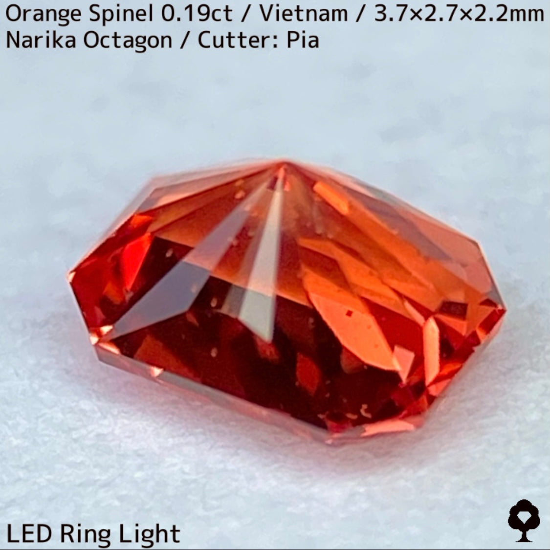 ベトナム産オレンジスピネル0.19ct★ネオンオレンジ美しいナリカーの鋭い煌めきのバブリー結晶