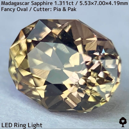 マダガスカル産サファイア1.311ct★ダンディな多色感たまらない成長が絵画のような一石