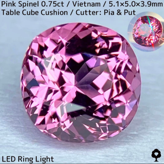 ベトナム産ピンクスピネル0.75ct★煌きが強すぎる花のような美パープリッシュピンクの美結晶
