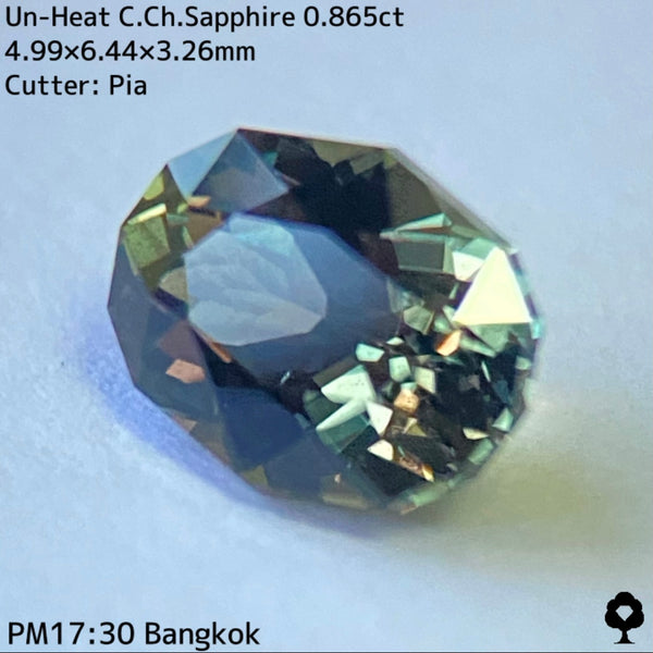 激渋カッコいいカーキの地色がピンキッシュパープルに変化★非加熱カラーチェンジサファイア0.865ct