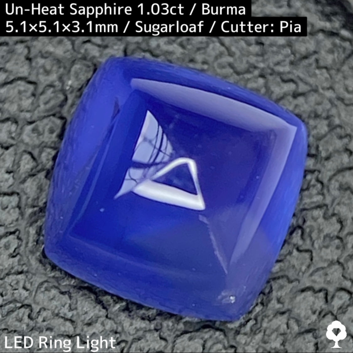 ビルマ産非加熱サファイア1.03ct☆カット石品質の希少な結晶を
