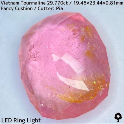 ベトナム産トルマリン29.770ct★華やかなベトナム産らしい桜満開巨石