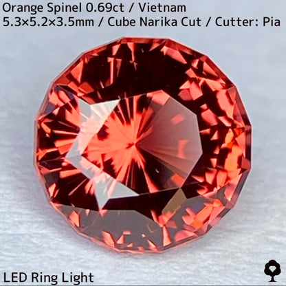 ベトナム産オレンジスピネル0.69ct★ネオンオレンジのナリカーの煌めきが圧巻の美結晶