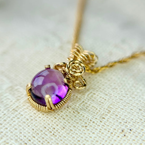 クリア感が可愛さを引き立てる🔮ロマンティックワイヤーペンダント　アメジスト 1.34ct🔮14kgfチェーン付き❗️