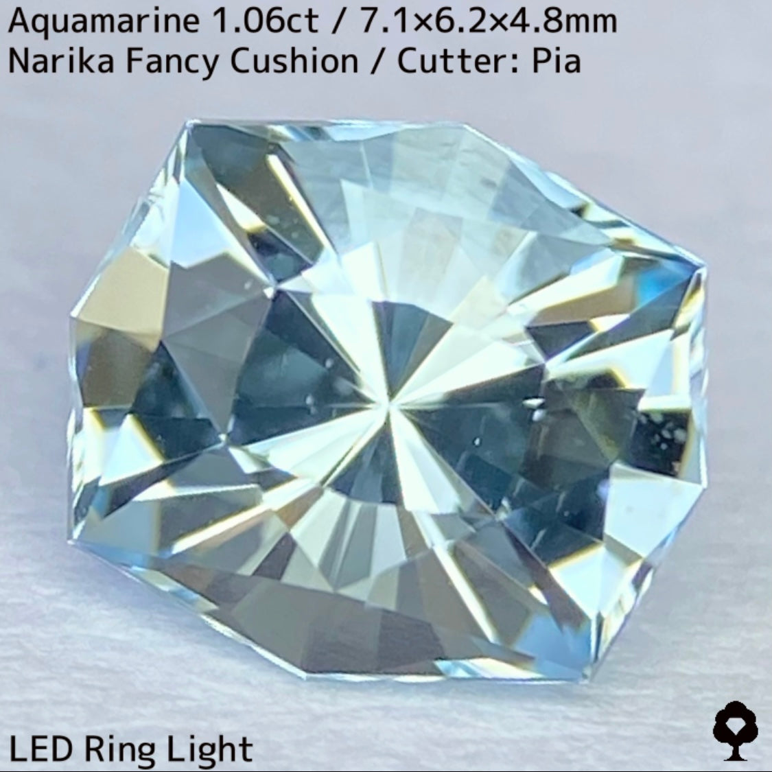 アクアマリン1.06ct★ファイアー煌めく華やかで爽やかなライトブルーのナリカーカット