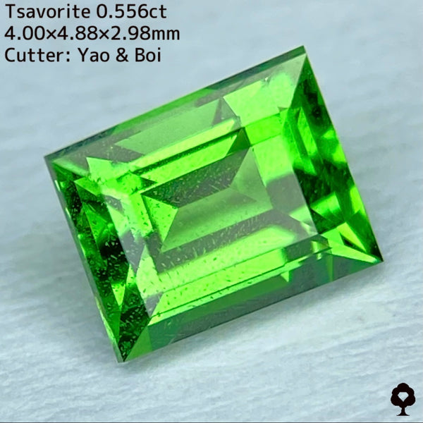 癒される鮮やかグリーンのシンプルバゲット★ツァボライト(グリーンガーネット)0.556ct