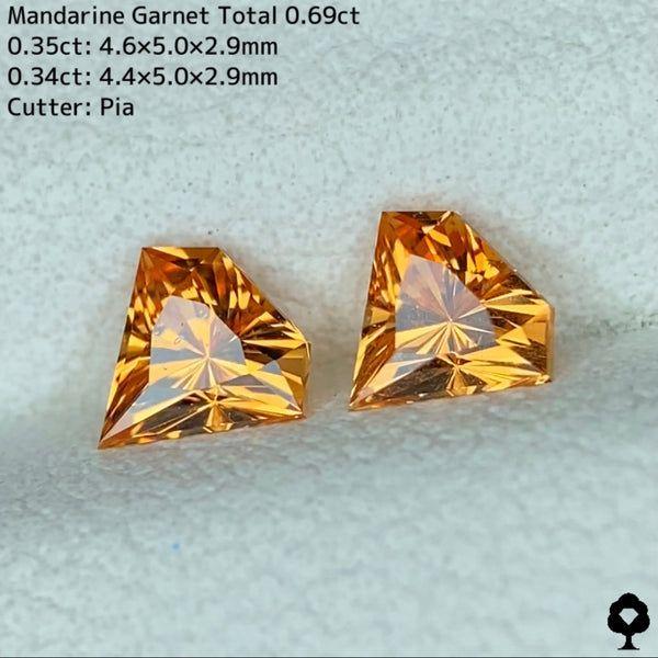 【お客さま専用】マンダリンガーネット0.35ct/0.34ct 計0.69ct★阪神タイガース優勝プライス★