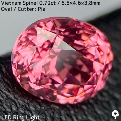 ベトナム産スピネル0.72ct★原石からつくりあげたオレンジーピーチパパラチァピンクの超美結晶