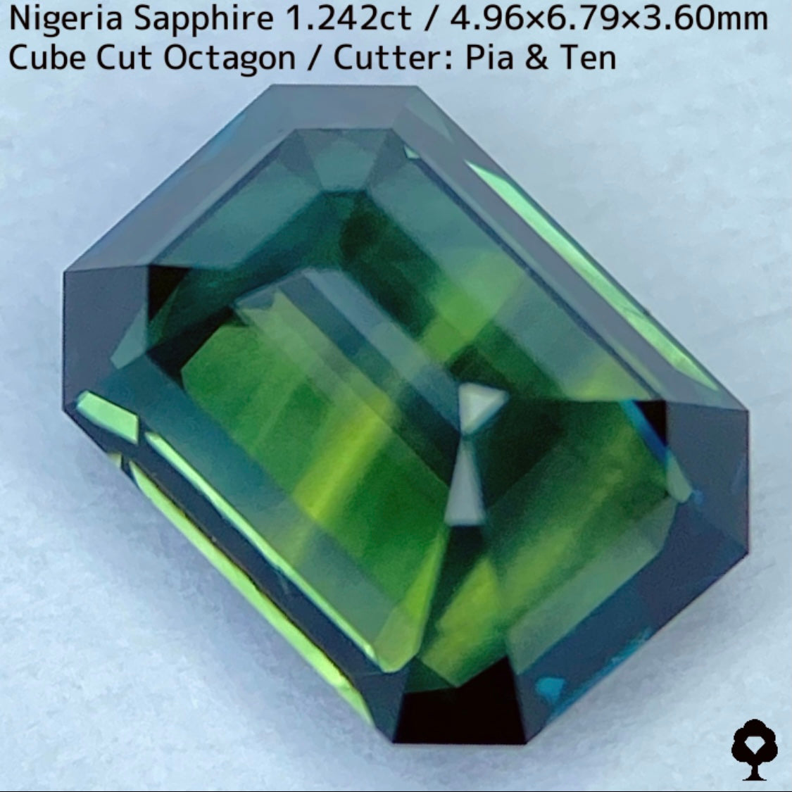 ナイジェリア産サファイア1.242ct★シルバーグリーンとインディゴカラーバンドの交差が面白い