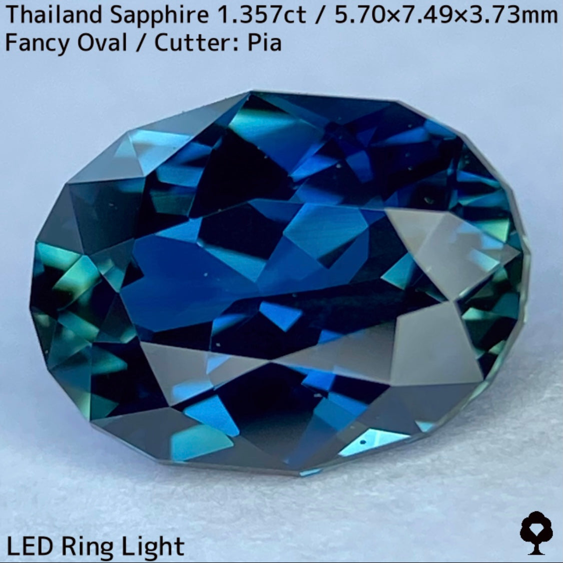 タイ産サファイア1.357ct★チャンタブリー仕入れのティールブルーとグリーンの混ざり合う美色結晶