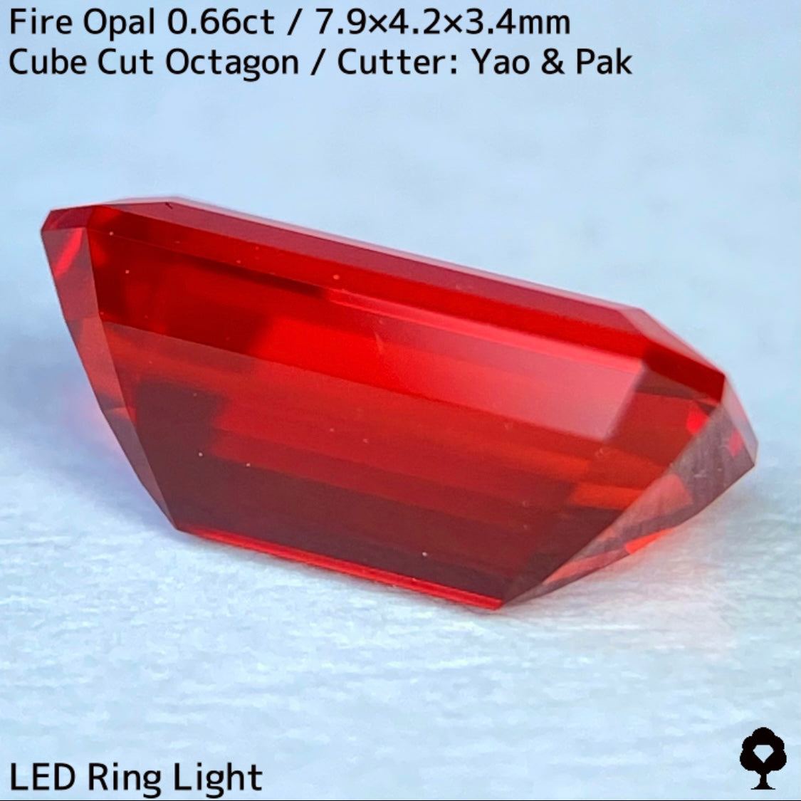 真っ赤な結晶から細やかな煌めきと直線の煌めき放つオクタゴン★ファイアーオパール0.66ct