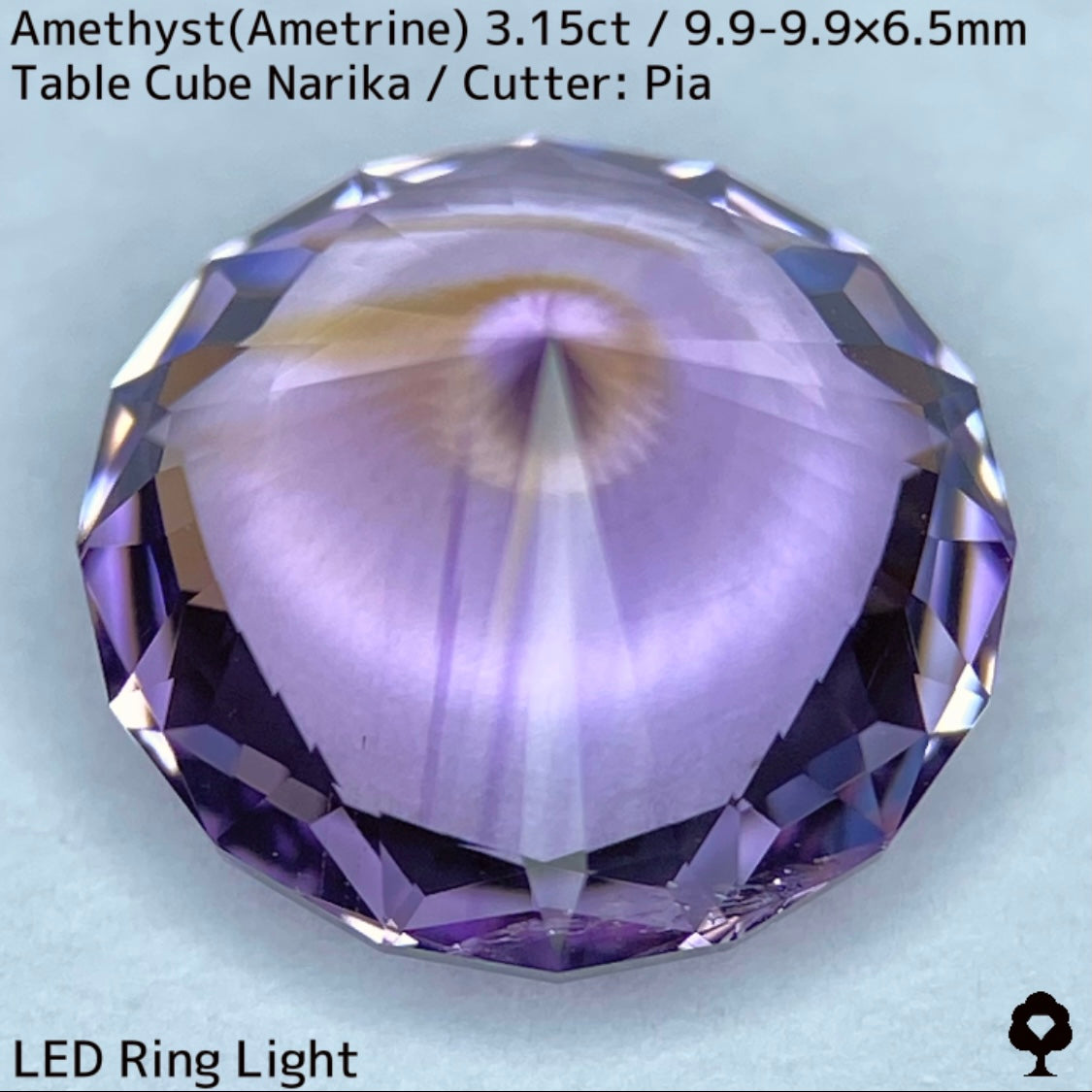 アメジスト(アメトリン)3.15ct★面白いカラーバンドとナリカーカットの鋭い美が炸裂