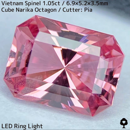 ベトナム産スピネル1.05ct★原石からつくりあげた明るく柔らかなピンクのシャープなナリカーカット
