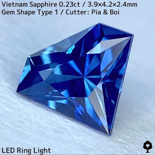 ベトナム産サファイア0.23ct★シルキーだまりのあるバランス良いブルーの可愛い宝石形