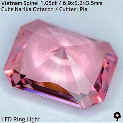 ベトナム産スピネル1.05ct★原石からつくりあげた明るく柔らかなピンクのシャープなナリカーカット
