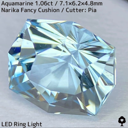 アクアマリン1.06ct★ファイアー煌めく華やかで爽やかなライトブルーのナリカーカット