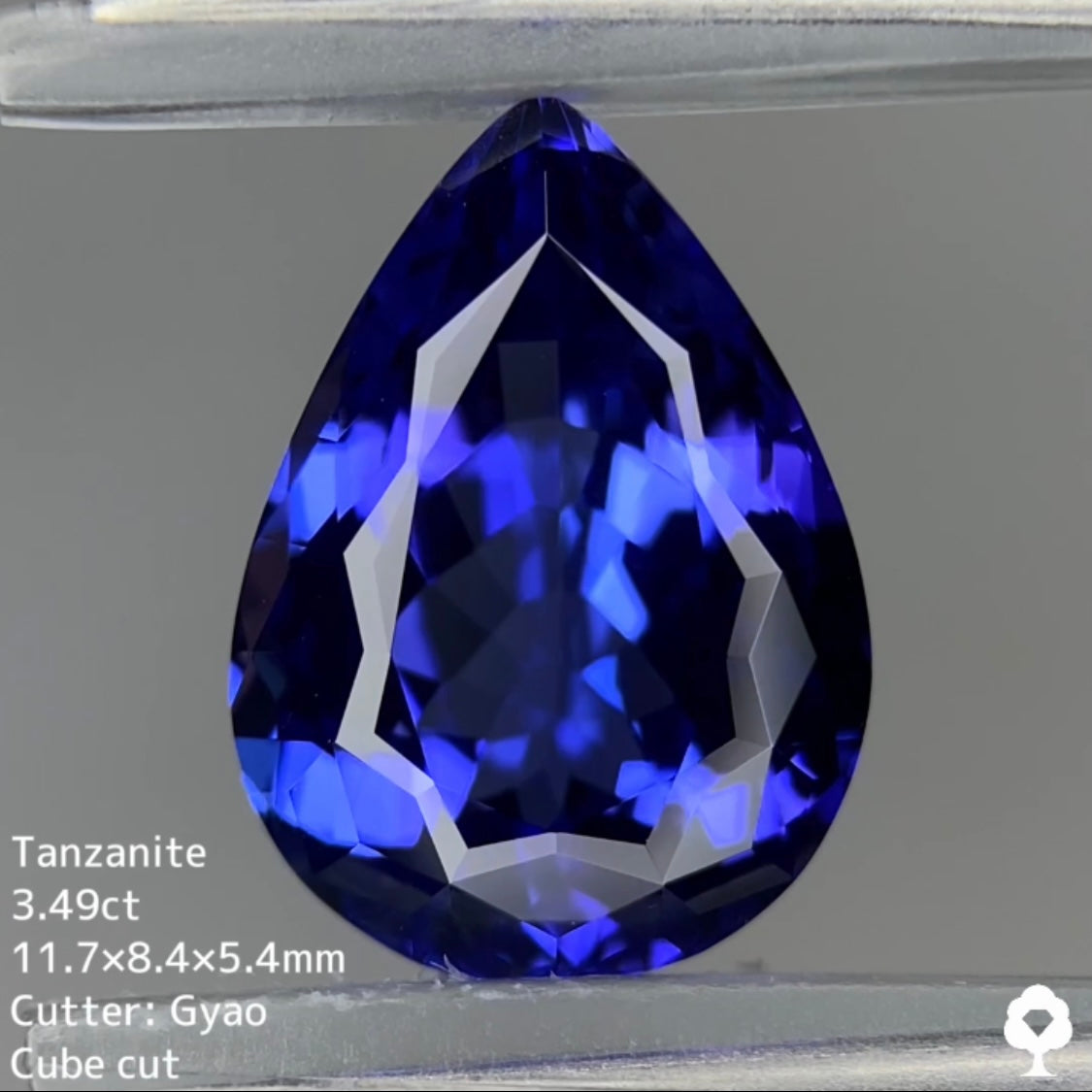 【ご当選】タンザナイト3.496ct★たっぷりとしたペアシェイプにテーブルキューブカットが施された過去カッターゲオちゃん名品