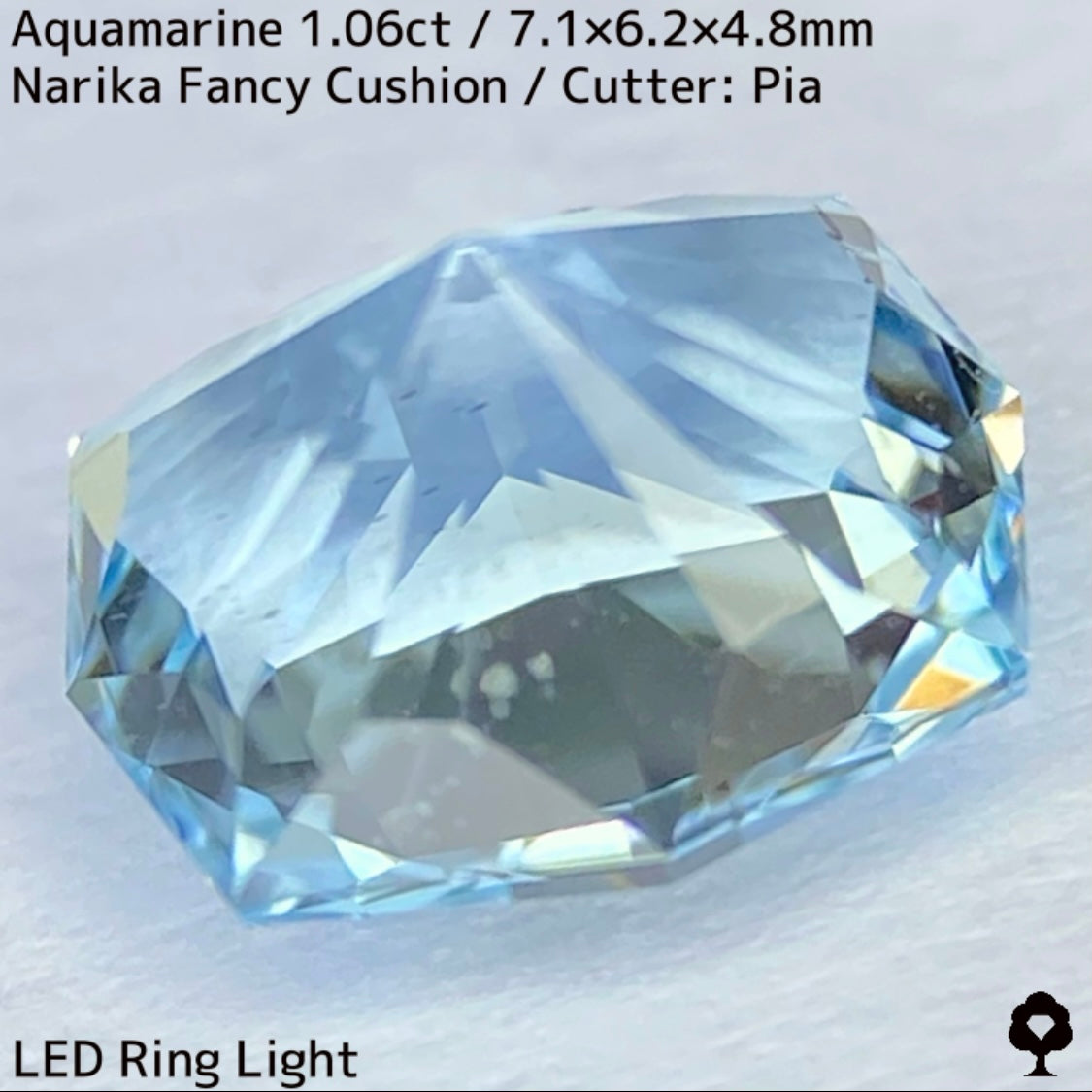 アクアマリン1.06ct★ファイアー煌めく華やかで爽やかなライトブルーのナリカーカット