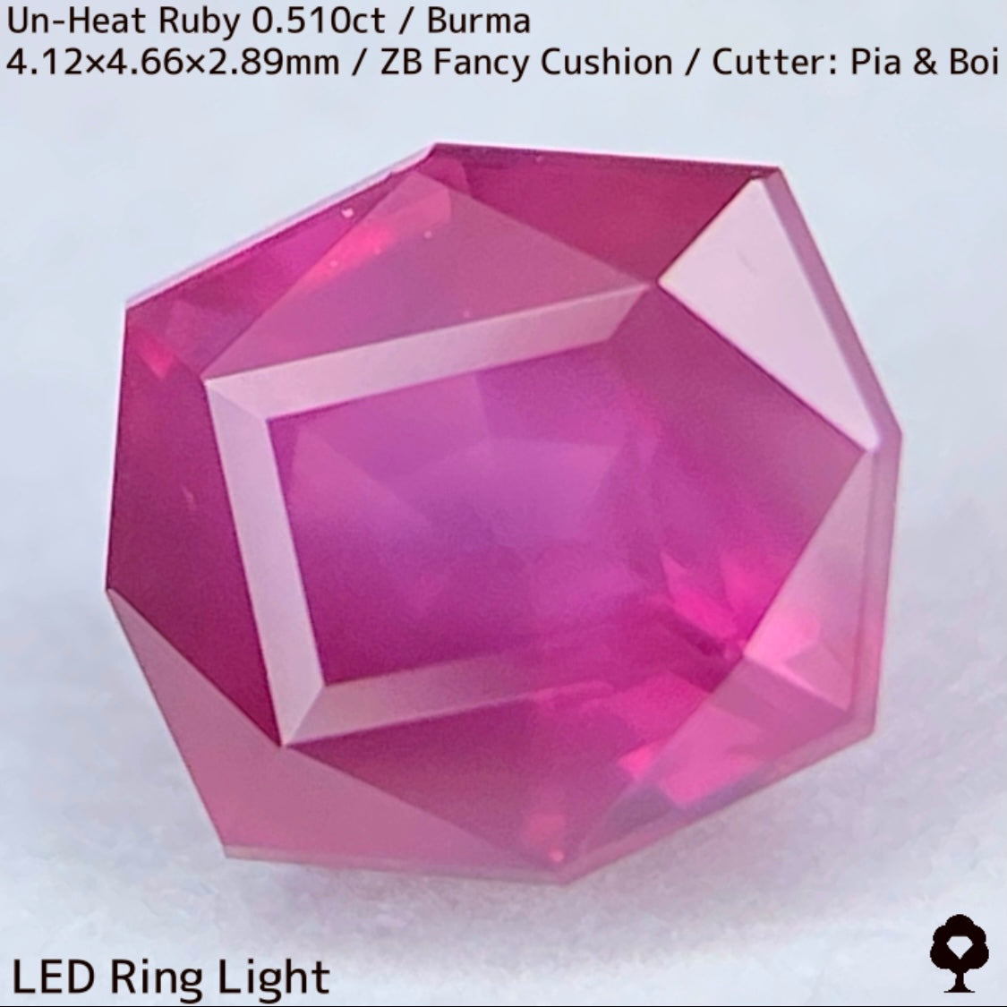 ビルマ産非加熱ルビー0.510ct☆パープルの強いシルキーピンクの