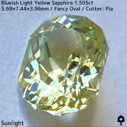 カンチャナブリー産ブルーイッシュイエローサファイア1.505ct★ライトイエローにうっすらブルーの色だまりがある複雑な美カラー