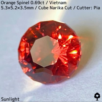 ベトナム産オレンジスピネル0.69ct★ネオンオレンジのナリカーの煌めきが圧巻の美結晶