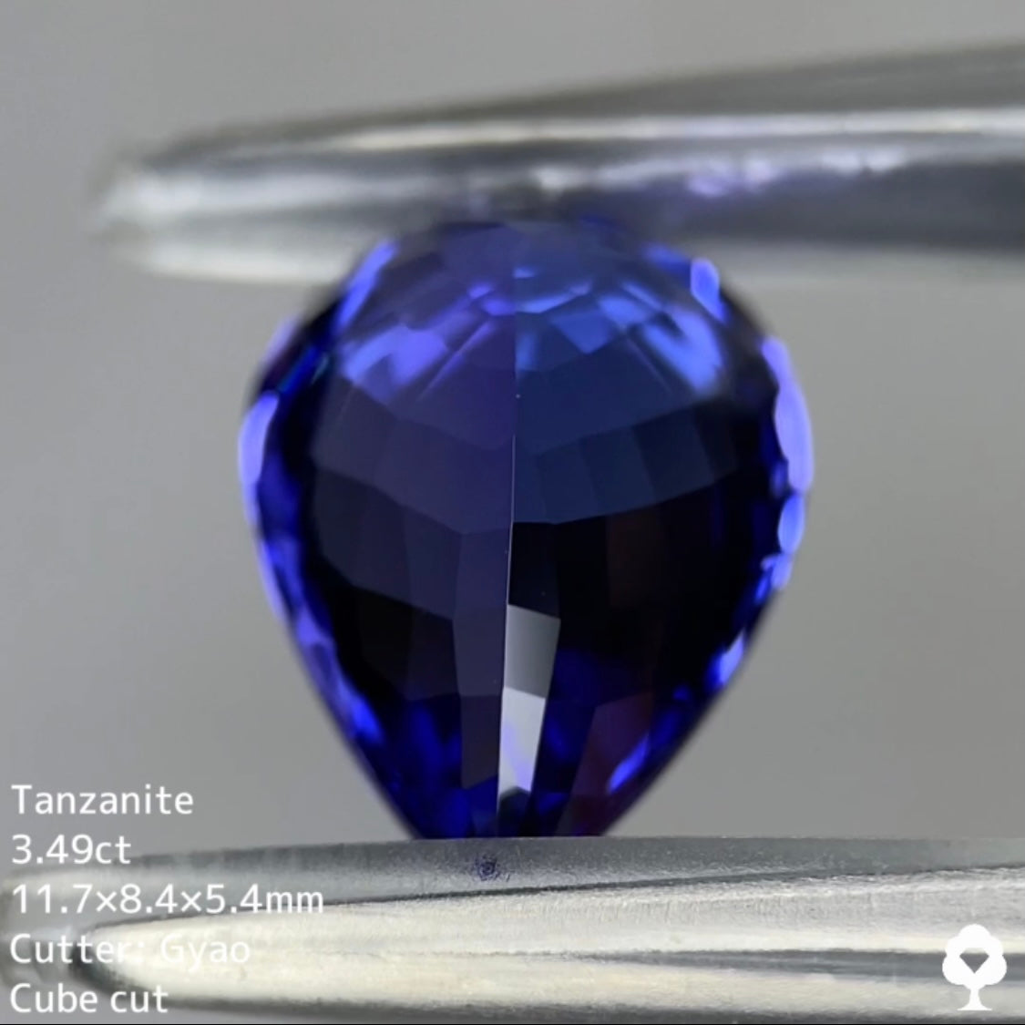 【ご当選】タンザナイト3.496ct★たっぷりとしたペアシェイプにテーブルキューブカットが施された過去カッターゲオちゃん名品