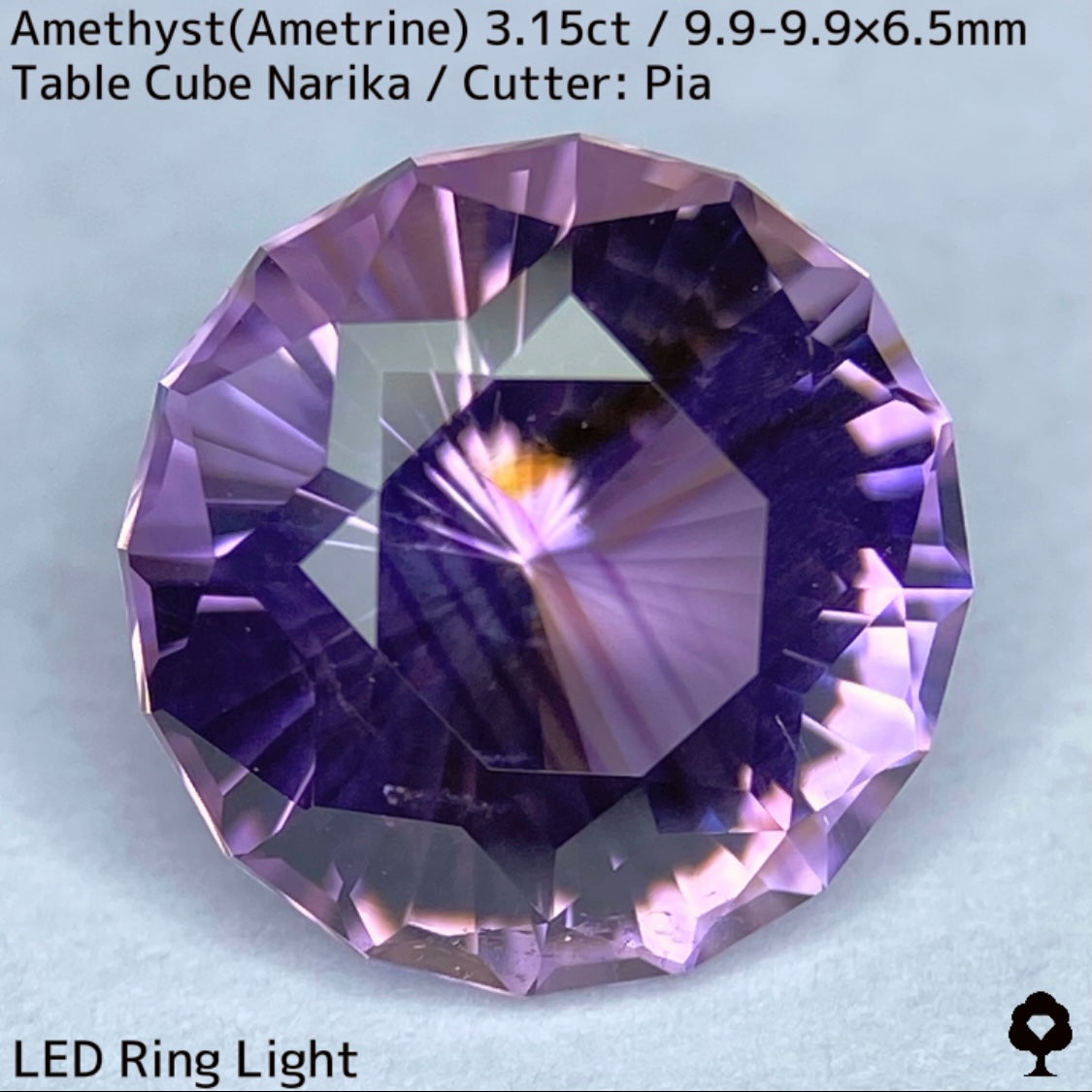 アメジスト(アメトリン)3.15ct★面白いカラーバンドとナリカーカットの鋭い美が炸裂