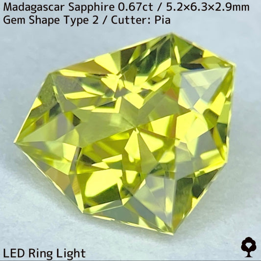 【お客さま専用】マダガスカルサファイア0.67ct★宝石形タイプ2のシェイプ可愛い煌めき強いライトグリニッシュイエロー
