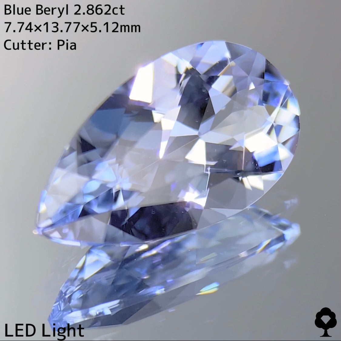 澄み渡った結晶に涼しげな青色ペアシェイプ / ブルーベリル（マシーシェ） 2.862ct