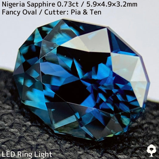 ナイジェリア産サファイア0.73ct★コーンフラワーブルーとグリーンが混ざり合う美色美結晶のティールインディゴ