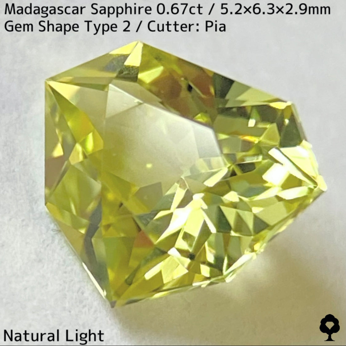 【お客さま専用】マダガスカルサファイア0.67ct★宝石形タイプ2のシェイプ可愛い煌めき強いライトグリニッシュイエロー