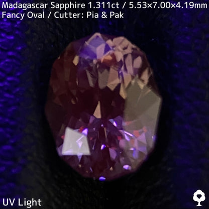 マダガスカル産サファイア1.311ct★ダンディな多色感たまらない成長が絵画のような一石