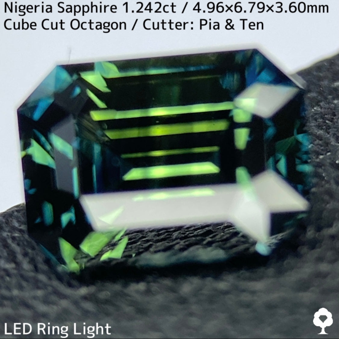 ナイジェリア産サファイア1.242ct★シルバーグリーンとインディゴカラーバンドの交差が面白い