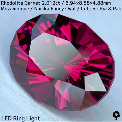 ロードライトガーネット2.012ct★ディープカラーからファイアー彩る美色パープリッシュピンクの鋭い煌めき