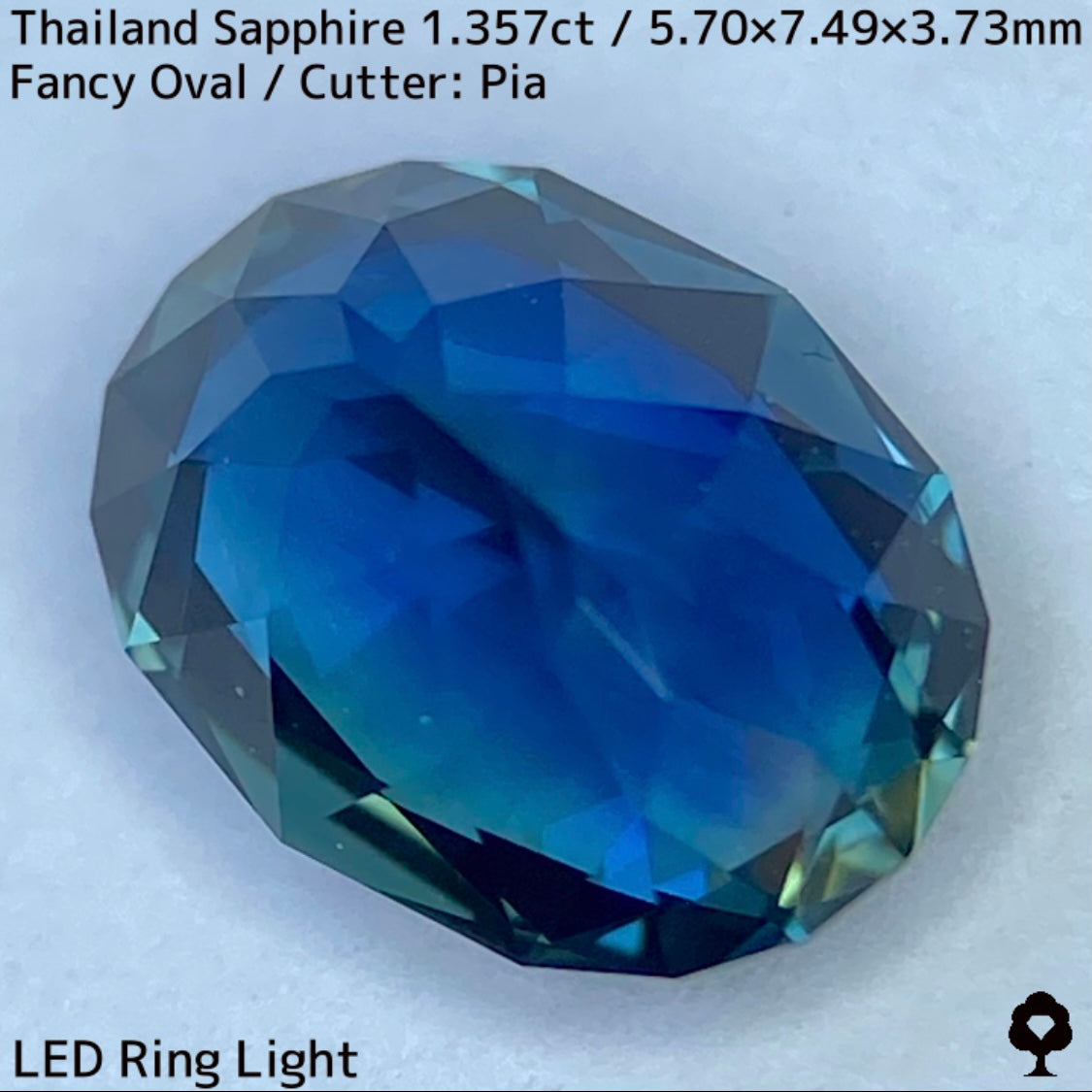 タイ産サファイア1.357ct★チャンタブリー仕入れのティールブルーとグリーンの混ざり合う美色結晶