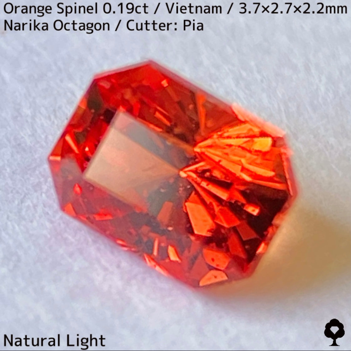 ベトナム産オレンジスピネル0.19ct★ネオンオレンジ美しいナリカーの鋭い煌めきのバブリー結晶